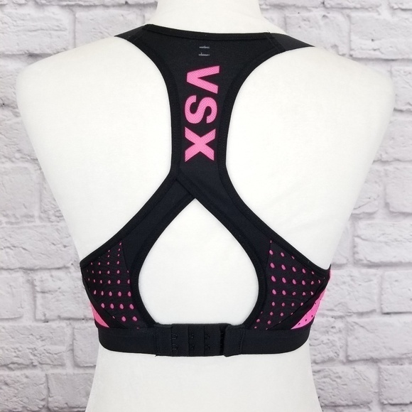 Victoria's Secret VSX Sport black pink racerback sports bra women's size 32B - Picture 6 of 9